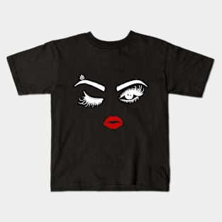 Eyes and Lips in Black Kids T-Shirt